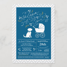 Schnoodle Hund Baby Shower Boy Blue Inbjudningar
