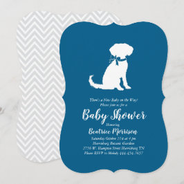 Schnoodle Hund Baby Shower Boy Blue Inbjudningar