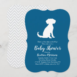 Schnoodle Hund Baby Shower Boy Blue Inbjudningar