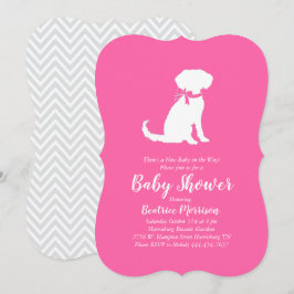 Schnoodle hund baby shower flicka rosa inbjudningar