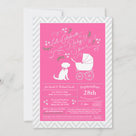 Schnoodle Hund Baby Shower Girl Rosa Inbjudningar