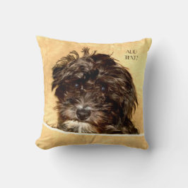 Schnoodle Hund Kuddde med Text Kudde