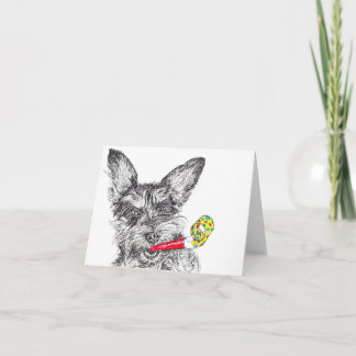 Schnoodle Hund med Party Blower Birday Note Card Kort
