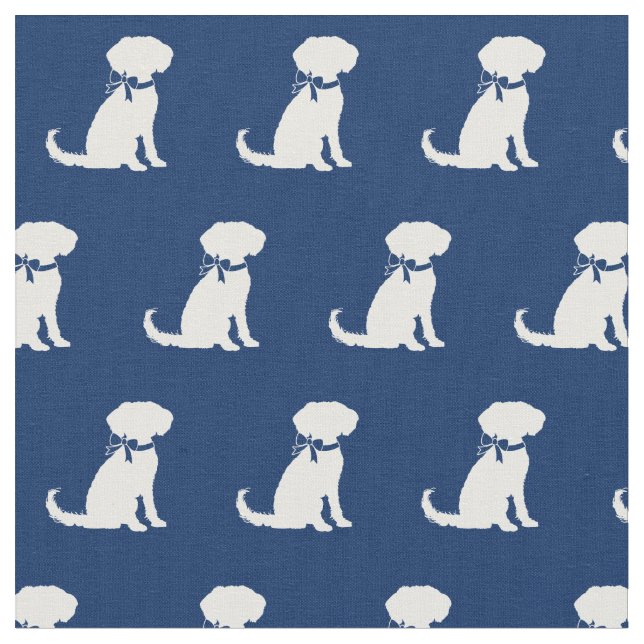 Schnoodle Hund Silhouette Pet Navy Blue Tyg (Närbild)