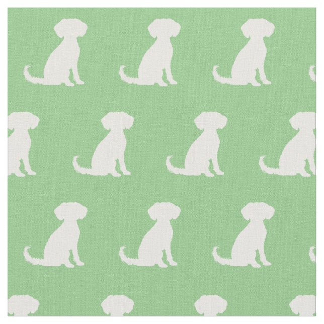 Schnoodle Hund Silhouette Pet Sage Grönt Tyg (Närbild)