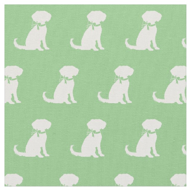 Schnoodle Hund Silhouette Pet Sage Grönt Tyg (Närbild)
