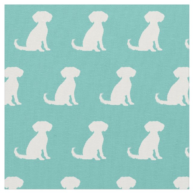 Schnoodle Hund Silhouette Pet Teal Tyg (Närbild)