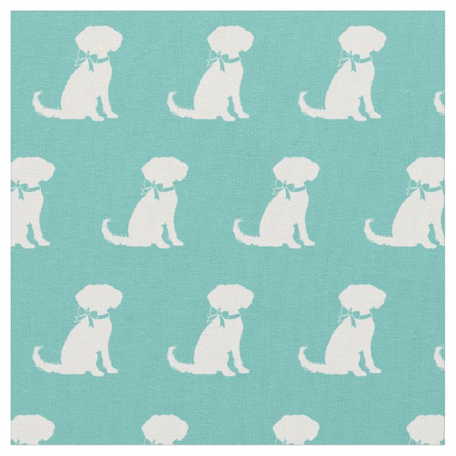 Schnoodle Hund Silhuett Husdjur Teal Tyg (Närbild)