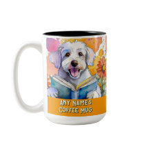 Schnoodle som läser stora tvåtonshalten Bok Mugg