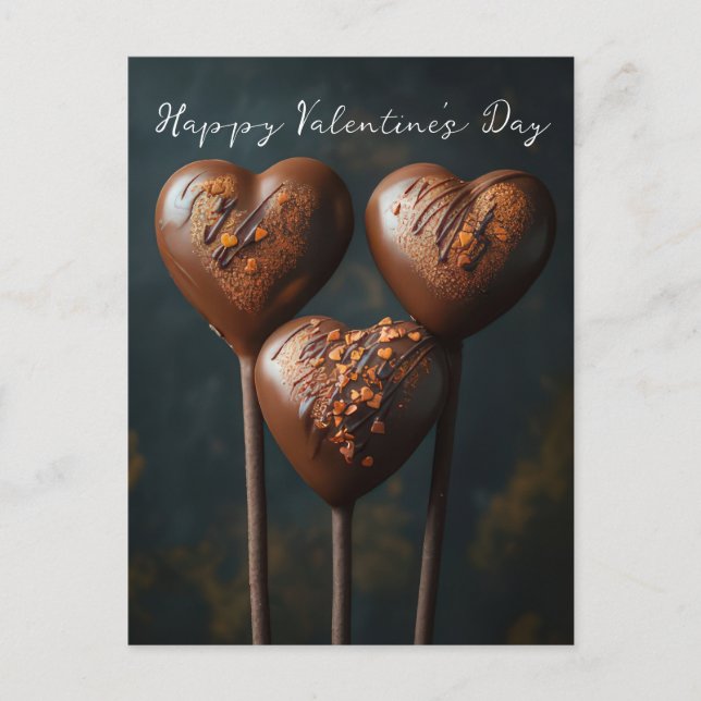 Schokoladen Cake Pops Herzen Valentinstag Vykort (Framsida)