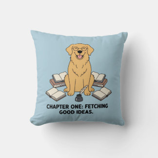 Scholar Golden Retriever Pastel Blue Dog Design Kudde