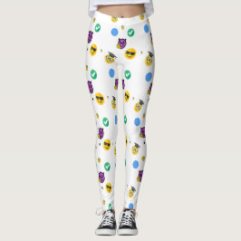 Scholar, skräck, spöksöta emojis på vitt leggings