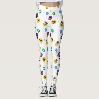 Scholar, skräck, spöksöta emojis på vitt leggings