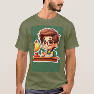 "Scholarly Savvy: Tecknad 3D Boy Study" T Shirt