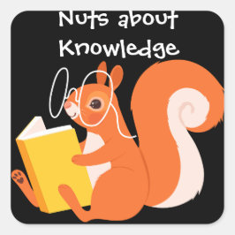 Scholarly Squirrel Fyrkantigt Klistermärke