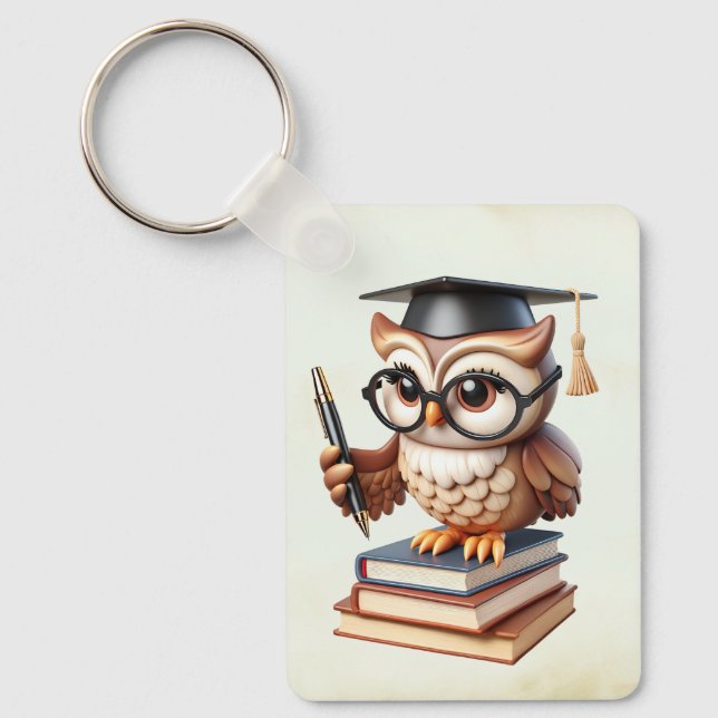 Scholarly whimsical uggla nyckelring (Framsida)