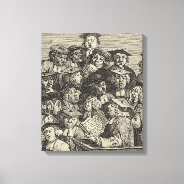 Scholars vid en föreläsning (av William Hogarth) Canvastryck (Framsida)