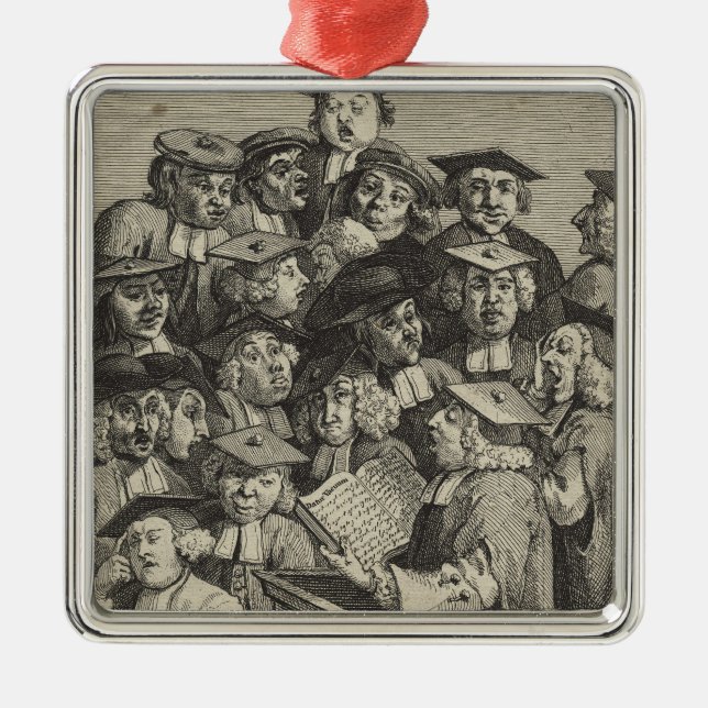 Scholars vid en föreläsning (av William Hogarth) Julgransprydnad Metall (Framsidan)