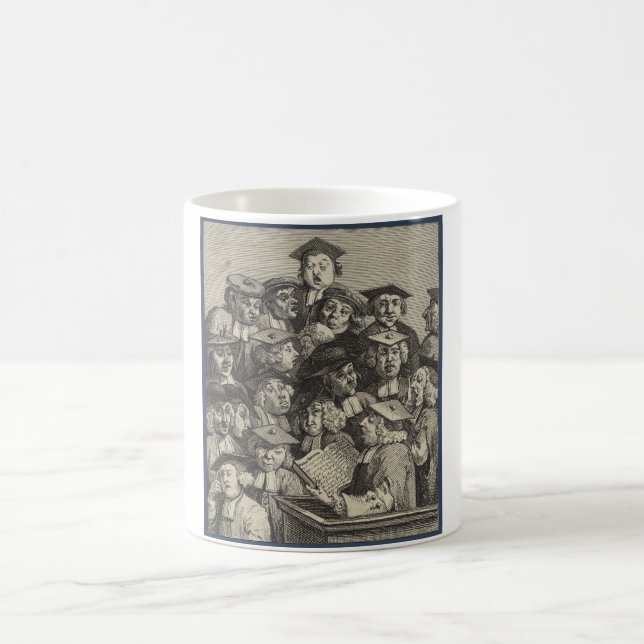 Scholars vid en föreläsning (av William Hogarth) Kaffemugg (Center)