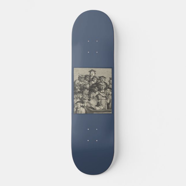 Scholars vid en föreläsning (av William Hogarth) Mini Skateboard Bräda 18,5 Cm (Framsida)