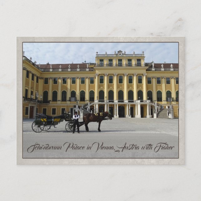 Schönbrunn Palace i Wien, Österrike med Fiaker Vykort (Framsida)