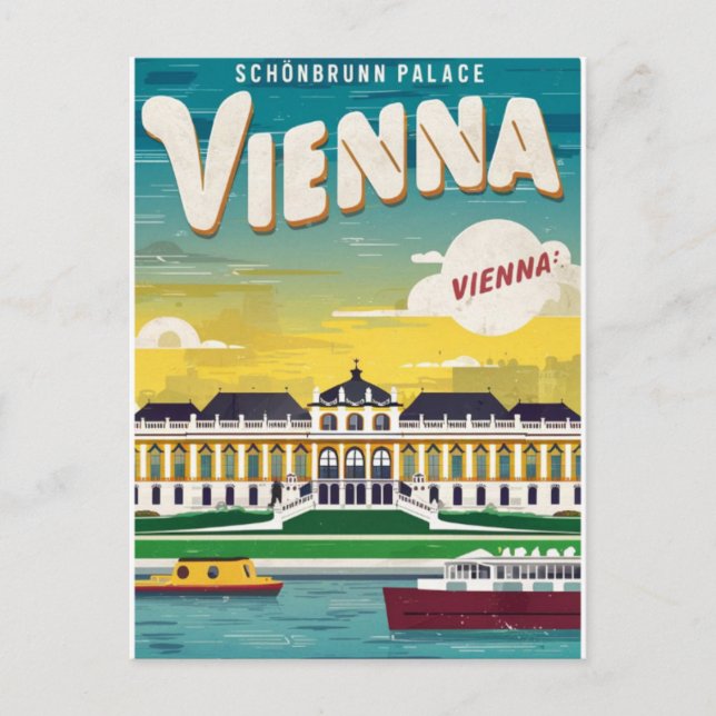 schönbrunn palace vienna vintage vykort (Framsida)