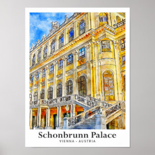 Schonbrunn Palace Wien Austria Travel Watercolor Poster