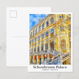Schonbrunn Palace Wien Austria Travel Watercolor Vykort