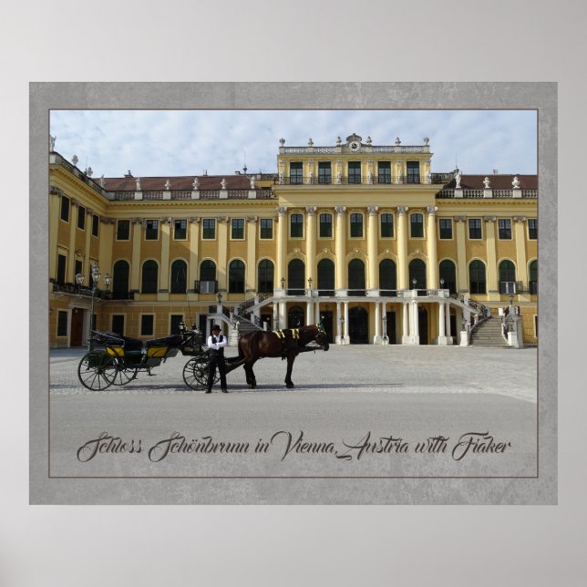 Schönbrunn slott i Wien, Österrike med Fiaker Poster (Framsidan)