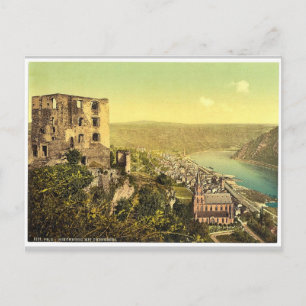 Schonburg och Oberwesel, Rhen, Tysklant sällsynt P Vykort