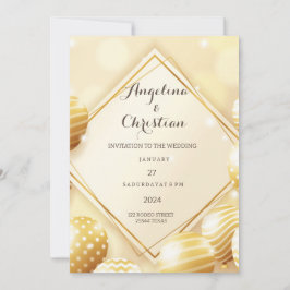 Schöne Goldige Hochzeitseinladung Karte Inbjudningar