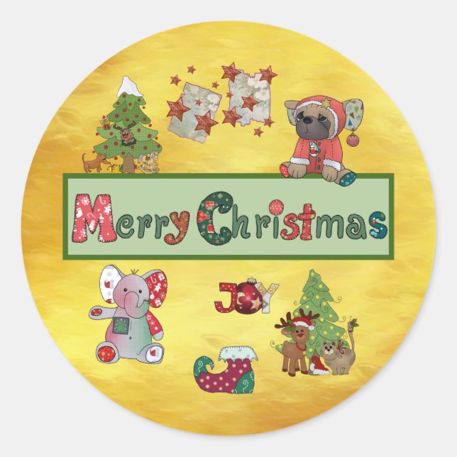 Schöne Weihnachten Runt Klistermärke (Framsida)