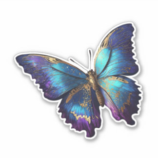 Schöner lila blauer Schmetterling mit Gold Akzente Klistermärken