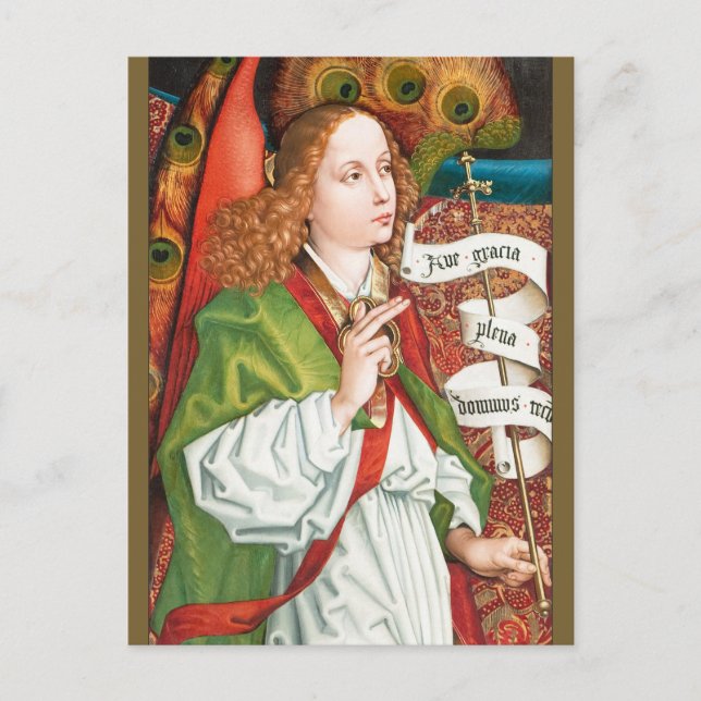 Schongauer Annunciation angel CC1184 Orlier altar Vykort (Framsida)