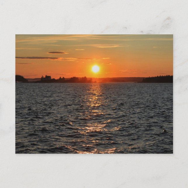 "Schoodic Sunset with Island Lighthouse" Vykort (Framsida)