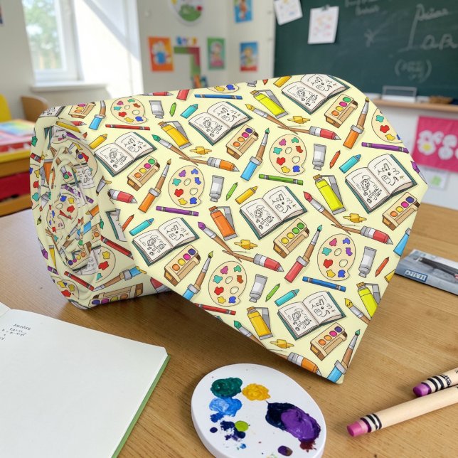 School Art Teacher Pattern Necktie Tie Slips (Skapare uppladdad)