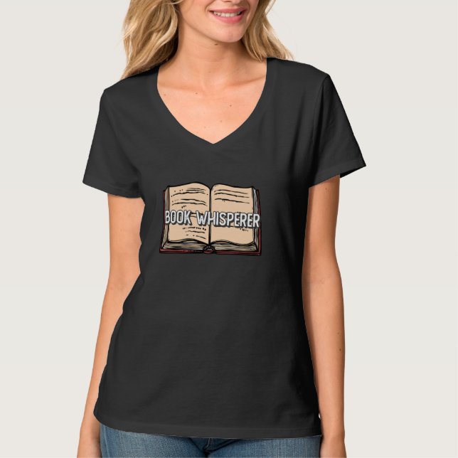 School Bibliotek Bok Whisperer Funny Back to schoo T Shirt (Framsida)