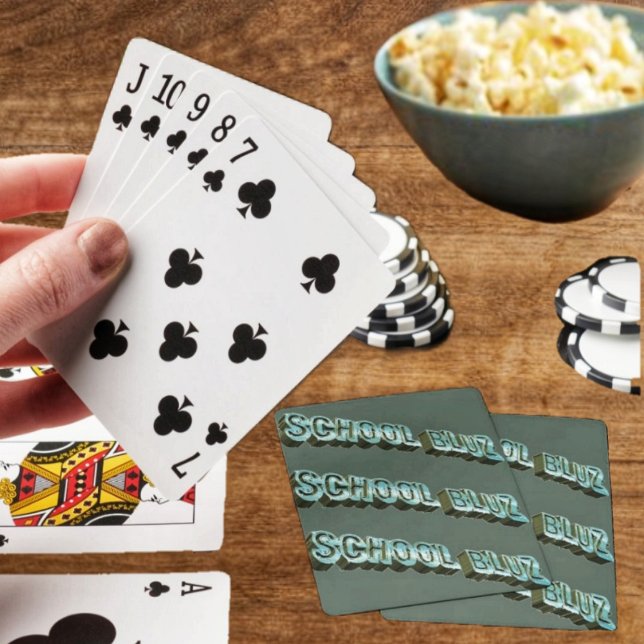 School Bluz-3D Casinokort (These poker playing cards, are just the thing, to enjoy, during a break from school!)