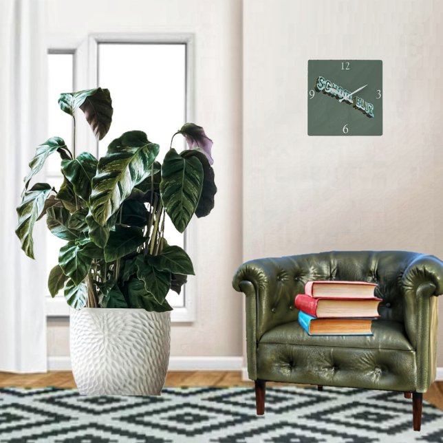 School Bluz-3D Fyrkantig Klocka (This School Bluz-3D Square Wall Clock, makes a handsome addition to your home!)