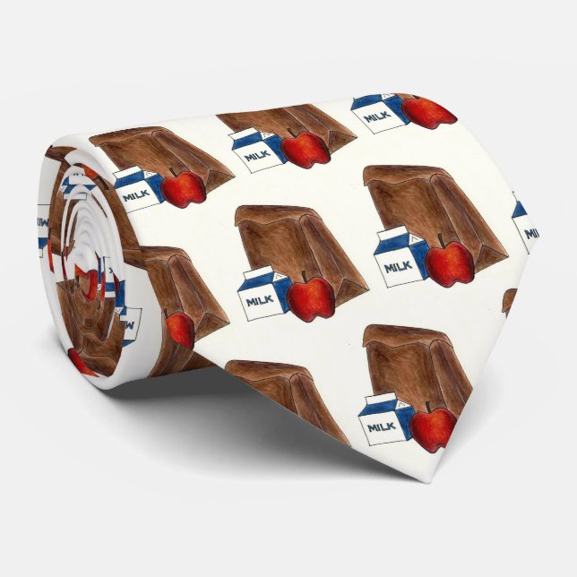 School Brown Bag Lunch Mjölk Carton Apple Teacher Slips (Rullad)