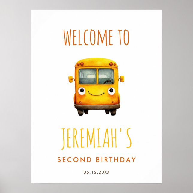 School Bus Birthday Party Welcome Poster (Framsidan)