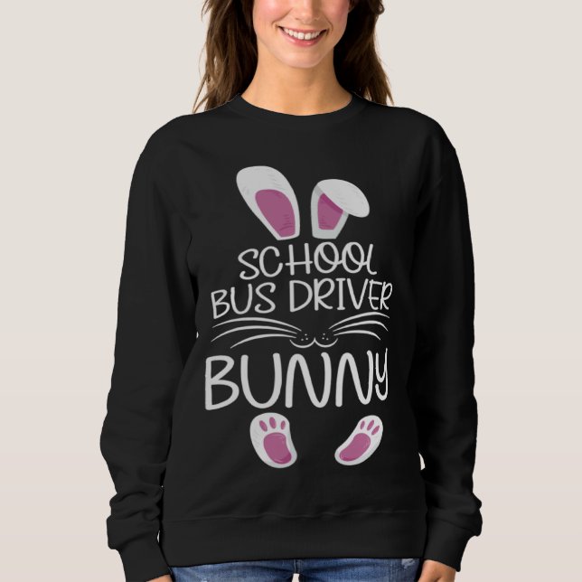 School Bus Driver Bunny Matching Family Easter Day T Shirt (Framsida)