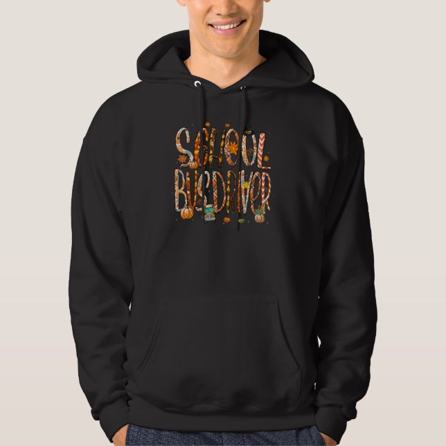 School Bus Driver Leopard Pilgrim Hat Fall Thanksg Hoodie (Framsida)