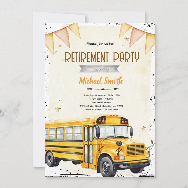 School bus driver retirement invitation inbjudningar (Framsida)