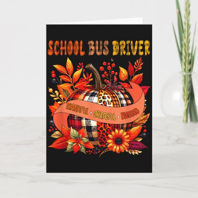 School Bus Driver Thankful Grateful Thanksgiving B Kort (Framsida)