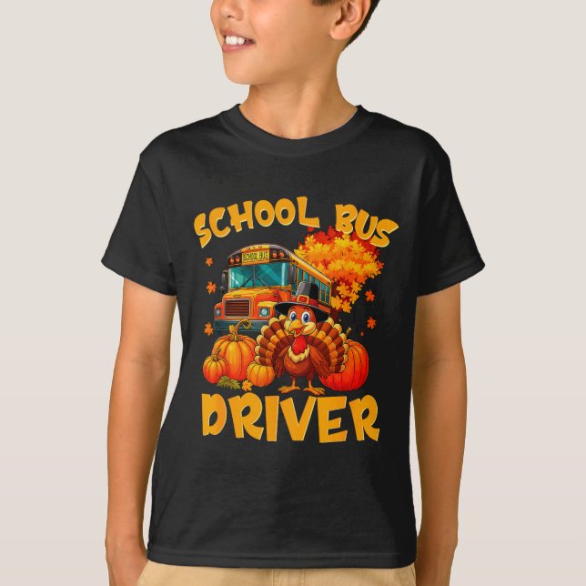 School Bus Driver Turkey Thanksgiving Gift  T Shirt (Framsida)