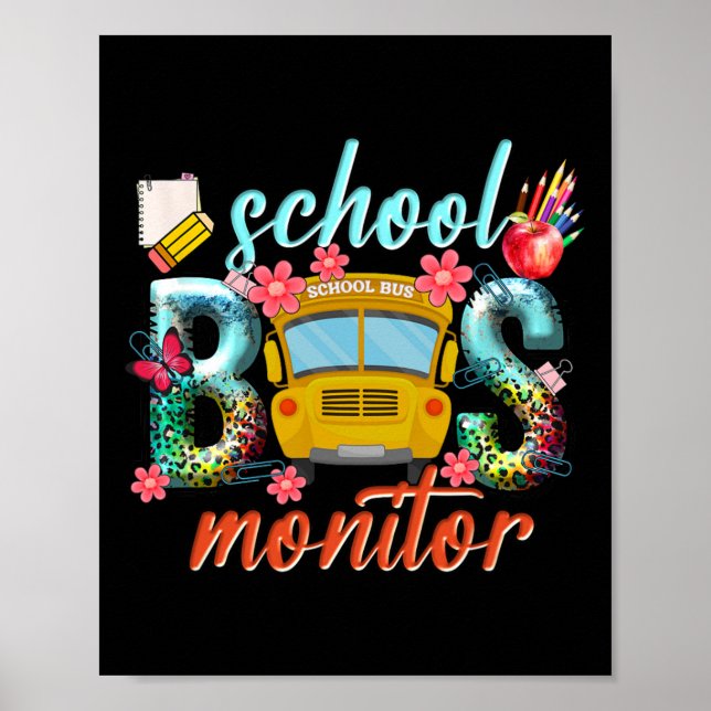 School Bus Monitor School Bus Driver Back To Schoo Poster (Framsidan)