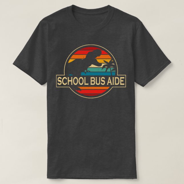 School Buss Aide Dinosaur T Shirt (Design framsida)