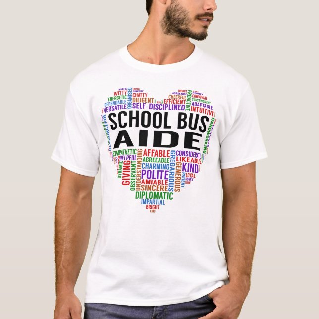 School Buss Aide Heart T Shirt (Framsida)