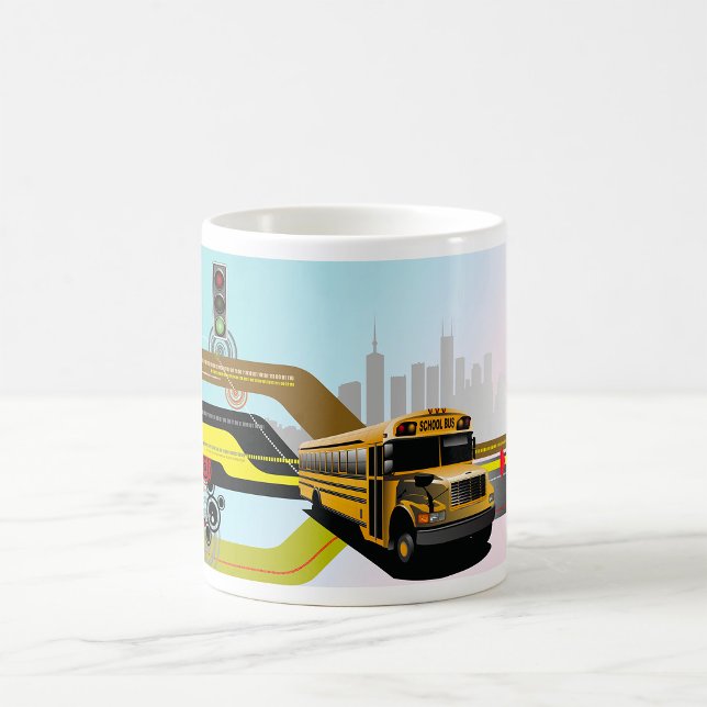 School Buss City Scene Kaffemugg (Skapare uppladdad)